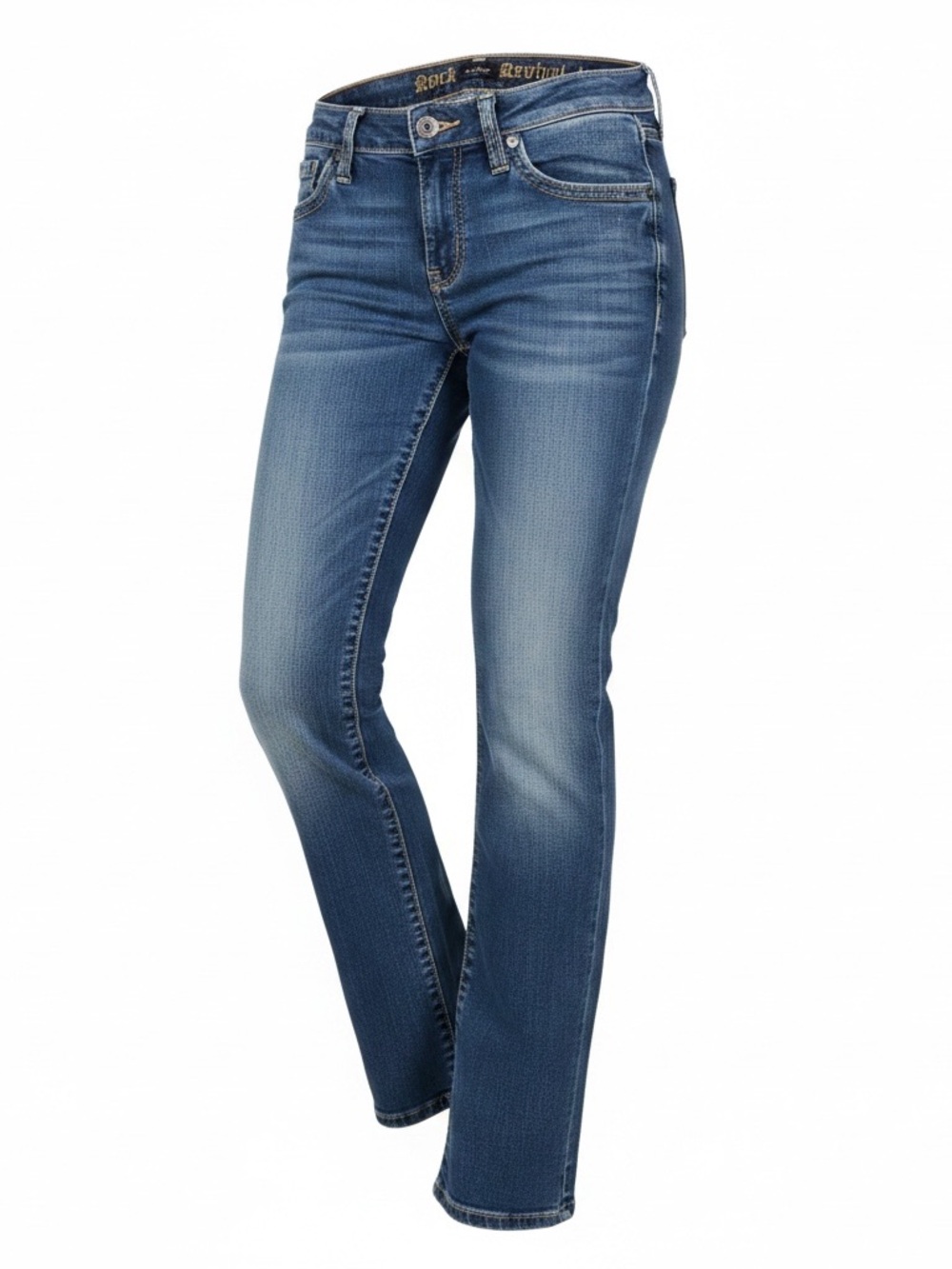 Rock Revival Women's Mid-Rise Straight Jeans in Medium Blue